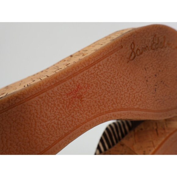 Sam Edelman Women's Reid Sandal Size 8 Cork Wedge Platform Slide Tan Brown Calf - Picture 9 of 12
